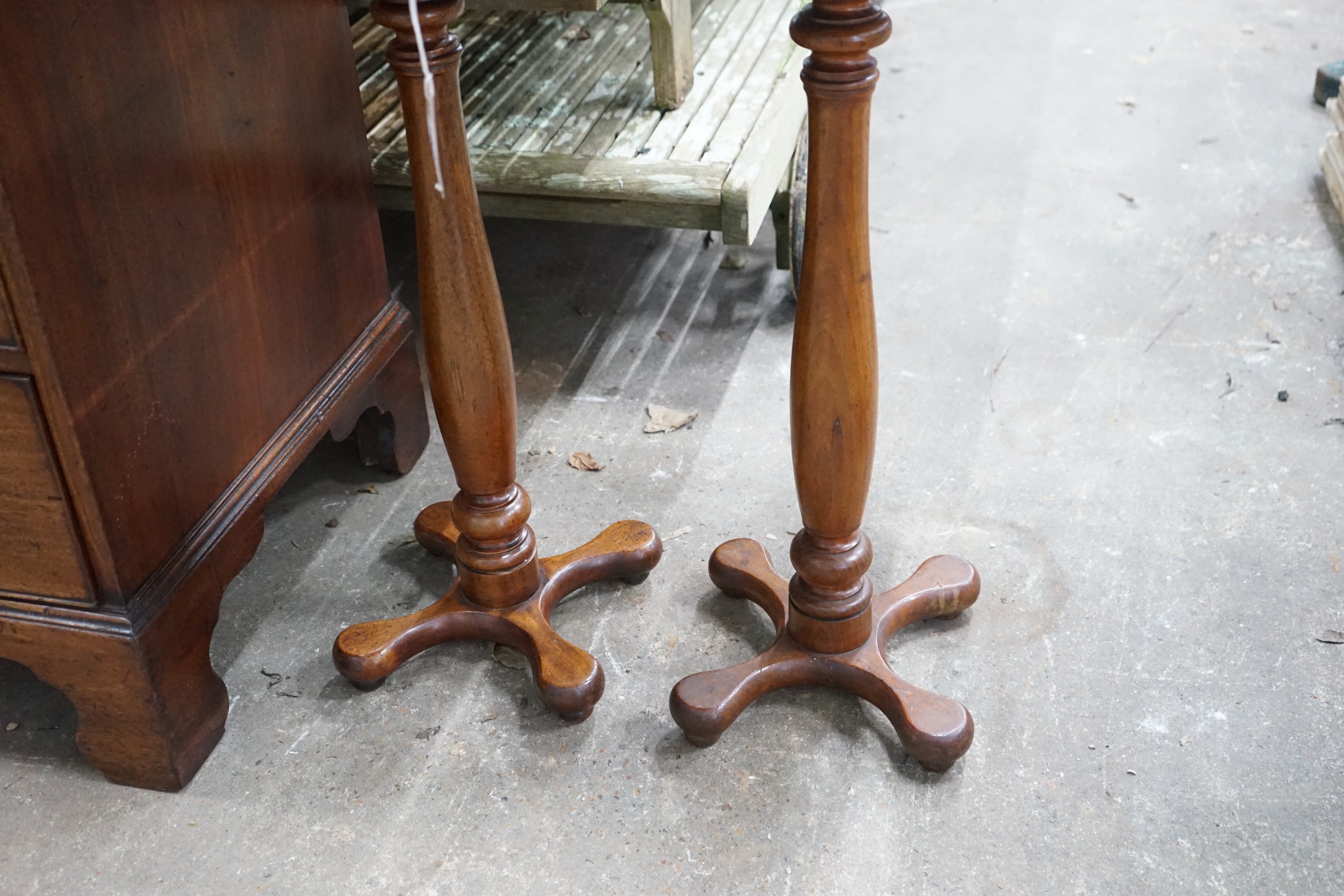 A pair of Victorian rectangular mahogany wine tables, width 50cm, depth 32cm, height 72cm